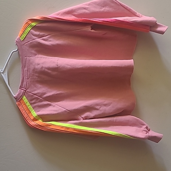 Aviator Nation Neon-striped Fleece Cropped Sweatshirt In Rose Neon Sz S - Picture 4 of 8